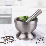 2 x Brand New Flexzion Brushed Stainless Steel Mortar and Pestle Set with Lid, Non-Slip Base - Solid Metal Grinder Pill Crushers Bowl Holder for Guacamole Herbs Spices Garlic  - RRP €57.98