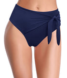 1 x Brand New SHEKINI Women Swimwear Bikini Bottom High Waist Classic Abdominal Control Ties Knotted Design Tankini Bikini Shorts Swimsuit L Dark Blue  - RRP €27.98