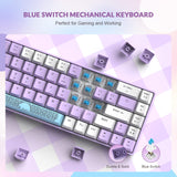 1 x RAW Customer Returns YINDIAO T8 60 Mechanical Gaming Keyboard, 68 Keys TKL Compact Layout, Wired Mini Keyboard, 18 RGB Lighting, Blue Switch, Anti-Ghosting, Pro USB-C Coiled Cable, for PC, MAC, PS4, XBOX-Lavender - RRP €57.99