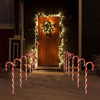 1 x RAW Customer Returns DELICHTER LED 8 Candy Cane Fairy Lights Red and White Warm White Lights with 8 Modes, Power Operated Christmas Lighting Decoration for Outdoor and Indoor Garden Christmas 44 cm  - RRP €29.84