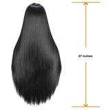 1 x RAW Customer Returns PORSMEER Long Straight Straight Wig Black Natural Middle Part Lace Wigs for Women Synthetic Wig for Daily or Halloween Costume Cosplay Wigs Black - RRP €28.09