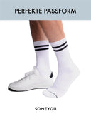 1 x RAW Customer Returns SOMEYOU 4 pairs of retro tennis socks made of organic cotton, sports socks with red and blue stripes, breathable, for men and women, size 38-42 - RRP €30.2