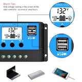 3 x RAW Customer Returns Y H 30A Solar Charge Controller Solar Panel 12V 24V Intelligent Charge Controller with 5V Timer Control LCD Display and Double USB Port, for Solar Panel Lamp Battery and LED Lighting - RRP €35.1