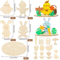 24 x Brand New Easter craft set for children, 4 sets of wooden bunnies and chicks for painting, craft sets for Easter, Easter decoration crafts children s wood, Easter crafts wood, DIY wooden craft set, craft accessories decorations - RRP €489.6