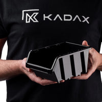 1 x RAW Customer Returns KADAX workshop stacking box, stacking box made of PP plastic, open-fronted storage box in various sizes, storage boxes for tool wall, open-fronted storage box, sorting box black 10 pieces, 195x120mm  - RRP €20.5