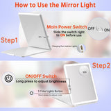 1 x RAW Customer Returns FUNTOUCH cosmetic mirror with lighting, 1X 10X mirror magnification, 3 colors adjustable LED makeup mirror, 1800 mAh USB rechargeable illuminated travel mirror, make-up mirror for travel white  - RRP €26.06