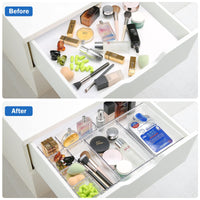 1 x RAW Customer Returns Puricon Pack of 25 clear drawer organization systems, 4 sizes plastic storage boxes, drawer organiser, plastic make-up organizer for bathroom, cosmetics, dressing table, kitchen, office, pen trays, clear - RRP €26.41