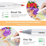 1 x RAW Customer Returns Ohuhu Marker Pens, Dual Tip Brush Fine Tip Alcohol Based Marker Pens for Artists with Carrying Case for Adult Coloring Illustration, Honolulu B Series - RRP €109.18