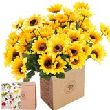 1 x RAW Customer Returns SnailGarden 6 Bouquets of Artificial Sunflowers, 42 Realistic Silk Sunflower Heads, with Greeting Card Brown Paper Bag for Home Hotel Office Wedding Decoration - RRP €18.99