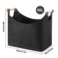 1 x Brand New Wood basket for firewood XXL firewood basket felt with non-slip handles and front pocket extra large firewood basket wood basket extra thick felt bag foldable transport storage black 45 32 40cm - RRP €17.14