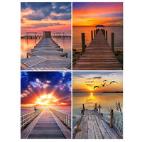 4 x Brand New DCIDBEI 30x40CM 4 Pcs Diamond Painting for Adult,Rhinestone Diamond Painting Diamond Painting Landscape Sunset Bedroom Decor Birthday Gift Seaside Trestle Bridge - RRP €76.8