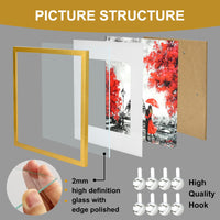 2 x Brand New BEYAHELA picture frame 20x20 cm gold set of 4, wooden picture frame, with passepartout 12x12cm picture frame, HD glass MDF wooden frame, poster frame, for hanging standing, for photos, posters, puzzles - RRP €49.0