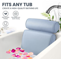 2 x Brand New Bathtub Pillow for Neck and Back Support with Non-Slip Suction Cups Drying Hook - Machine Washable Bath Tub Pillow Headrest for Standard, Bath Pillows for Tub Neck and Back Support Blue  - RRP €40.8