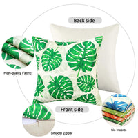 1 x Brand New Inhobbok Decorative Cushion Cover 45x45 Monstera Leaves Green Waterproof Linen Spring Summer Tropical Plants Seasonal Decoration for Home Garden Couch Living Room Set of 2 - RRP €20.4