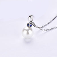 1 x Brand New JO WISDOM ladies necklace pearls silver 925 necklace pendant 11mm pearl with 3A zirconia September birthstone sapphire color, jewelry for mother daughter women girls - RRP €39.0