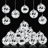 15 x Brand New Unfuntly 24pcs Silver Mirror Disco Balls, 4cm Mini Disco Ball Party Decorations with Rope, Mini Christmas Ball Ornaments for Wedding Birthday Party - RRP €208.8