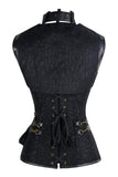 1 x Brand New Charmian Women s Plus Size Retro Goth Spiral Steel Boned Brocade Steampunk Bustiers Corset with Jacket and Belt Black 5X-Large - RRP €21.6