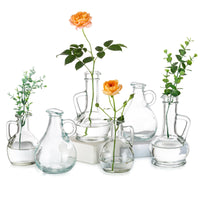 6 x Brand New Glasseam Clear Decorative Vase, Mini Vases Set of 6, Unique Flower Vase Modern Jug Vase Aesthetic, Cute Small Glass Vases for Table Decoration, Glass Vase for Decoration Living Room Wedding Decoration Table - RRP €155.88