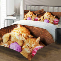 1 x RAW Customer Returns JEFFEL cat bedding set 135 x 200 cm, animal motif, children s bed linen, cat pattern duvet cover 3D pet cat duvet cover set, with duvet cover and pillowcase 135 x 200 cm, cat-2  - RRP €29.99