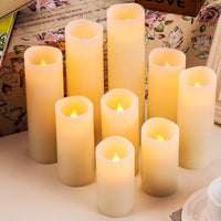 1 x RAW Customer Returns YIWER LED Candles Set of 9 Flameless Candles Battery Operated Candles D5.5cmxH 14 15 16 17.5 20 22cm Real Wax Pillar Candles Flickering with Remote Control and Timer Control Ivory, 9x1 - RRP €28.42