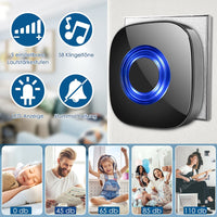 1 x RAW Customer Returns Wireless doorbell, PHYSEN doorbell wireless set, IP55 wireless doorbell outdoor waterproof, 400M range wireless front door bell, 1 transmitter and 1 receiver, 58 melodies, 5 volume levels, LED display - RRP €16.99