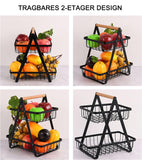 1 x RAW Customer Returns EWEMOSI Fruit Etagere Fruit Baskets with 2 Levels Fruit Bowl Modern Fruit Bowl, Practical Metal Fruit Baskets for Bread, Vegetables, Snacks, Corner Shelf Standing Storage Kitchen - RRP €21.17