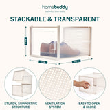 1 x RAW Customer Returns HomeBuddy Shoe Box - 6 Shoe Boxes Stackable - Stable Shoe Boxes Stackable Transparent with Rear Ventilation for Shoe Storage - Transparent Shoe Organizer Includes Bamboo Charcoal Deodorizer - RRP €43.18