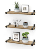 1 x RAW Customer Returns Gronda Wall Shelves Wooden Set of 3 Floating Shelves with Black Metal Hanging Shelf Kitchen Rustic Floating Shelves Vintage Industrial Design Wall Decor for Living Room Bedroom Bathroom 40cm - RRP €30.24