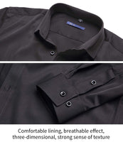 1 x RAW Customer Returns INFLATION Men s Shirt Made of Bamboo Fiber, Environmentally Friendly, Elastic, Slim Fit for Leisure, Business, Wedding, Pure Color Shirt, Long Sleeve, DE XL Label 43 , Black - RRP €28.99