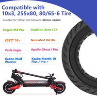 1 x RAW Customer Returns 10 inch Scooter Solid Tires, Electric Scooter Solid Tires 10 x 3 255 x 80 80 65-6 Replacement Tire for Zero 10X Kaabo WOLF WARRIOR X MANTIS 10, Front Rear Scooter Solid Tires 2 PCS Red  - RRP €77.64