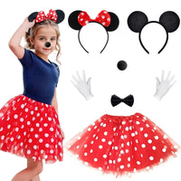 1 x RAW Customer Returns Women s mouse costume set, red tutu with white dots headband with black ears and red bow gloves nose for carnival theme cosplay party - RRP €20.8