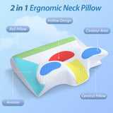 1 x RAW Customer Returns HOMCA neck pillow orthopedic pillow memory foam pillow 2 in 1 neck support pillow ergonomic pillow for back, side and stomach sleepers, 60 x 13 11 x 40 cm - RRP €44.62