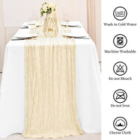 1 x RAW Customer Returns Teruntrue 8 Pieces Cheesecloth Table Runner Cream Table Runner, Rustic Gauze Table Runner Table Decoration for Kitchen Wedding Holiday Party Cream, 300cm  - RRP €35.28