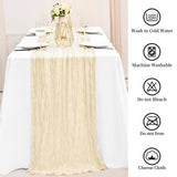 1 x RAW Customer Returns Teruntrue 8 Pieces Cheesecloth Table Runner Cream Table Runner, Rustic Gauze Table Runner Table Decoration for Kitchen Wedding Holiday Party Cream, 300cm  - RRP €35.28