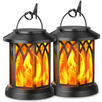 1 x RAW Customer Returns Garden Solar Lamps for Outdoor Hanging, GEARLITE 2 Pieces Solar Lanterns for Outdoors with Realistic Flame Effects, IP65 Waterproof Solar Lights Garden Decoration with Clips for Outdoor Yard Halloween Balcony - RRP €28.99