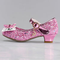 1 x RAW Customer Returns TRIWORIAE-Princess Shoes Girls Glitter Shoes Children s Heeled Shoes Girls Sequins Princess Cosplay Shoes Parties Weddings Velcro Sandals Elegant Girls Shoes with Heel Pink 27 - RRP €25.99