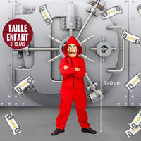 1 x RAW Customer Returns Complete costume House of Money Complete set series House of Money Red suit with hood children 6-10 years 140 cm original Dali mask Burglar OriginalCup  - RRP €29.5