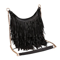 1 x RAW Customer Returns LUI SUI Women Handmade Leather Fringe Tassel Crossbody Hobo Shoulder Bag Crossbody Bags - RRP €31.31