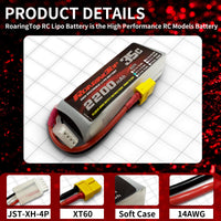 1 x RAW Customer Returns Roaring Top 2200mAh 11.1V 3S 35C Continous Discharge Lipo Battery with XT60 for RC Evader BX Car Truggy Truck RC Airplane Quadcopter Helicopter 2 Packs  - RRP €33.98