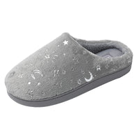 1 x RAW Customer Returns JOMIX Women s Plush House Slippers Slippers with Star and Moon Print Soft Plush Comfortable Winter Autumn Indoor Outdoor Light Grey, 38  - RRP €18.64