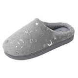 1 x RAW Customer Returns JOMIX Women s Plush House Slippers Slippers with Star and Moon Print Soft Plush Comfortable Winter Autumn Indoor Outdoor Light Grey, 37  - RRP €18.62