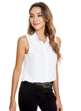 1 x RAW Customer Returns Atnlewhi Women s Sleeveless Button Shirt Blouse Basic Collar Work Office Stretch Formal Casual Blouses - White - M - RRP €24.99