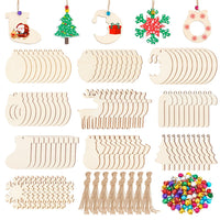 1 x Brand New NBEADS Christmas Wooden Hanging Charms, Includes 100 Pieces 10 Wooden Pendants 100 Pieces Iron Bell Pendants 10 Bundles Hemp Rope for DIY Craft Decoration Hanging Ornaments - RRP €22.8