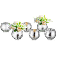 1 x Brand New Vase silver ball vase glass vase round small vases for table decoration, silver vase glass flower vase modern vases decoration silver tealight holder glass candle holder tealight glasses lantern for living room - RRP €33.34