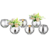 2 x Brand New Small Round Silver Vases for Centerpieces, Hewory 3 Sparkling Bowl Candle Holders for Candles or Floating Candles, Tabletop Decor, 6pcs - RRP €45.6