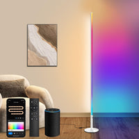 1 x RAW Customer Returns Fortand LED floor lamp living room, WiFi RGBCW LED floor lamp dimmable corner lamp compatible with Alexa Google Home, LED floor lamp with remote control 16 million colors music modes DIY mode, 147CM - RRP €69.99