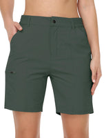 1 x RAW Customer Returns AjezMax Women s Cargo Shorts Bermuda Hiking Short Summer Stretch High Waist with Pockets Zipper Lightweight Trekking - RRP €30.99