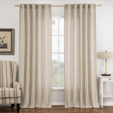 1 x RAW Customer Returns MIULEE Curtains Striped-High Quality Curtains Linen Look with Beige Stripes for Living Room, Set of 2 Opaque Curtains with Back Loops and Rod Pocket, Each 215 cm High, Curtain Bedroom - RRP €39.31