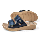 1 x RAW Customer Returns JOMIX mules women summer strap sandals with wedge heel soft anatomical rubber slippers hiking sea beach pool garden shoes navy, 39 EU  - RRP €60.0