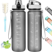 1 x RAW Customer Returns AOHAN drinking bottle 1L, BPA-free sports drinking bottle, leak-proof water bottle, sports bottle with mud flap and time marker for school, sports, cycling, bicycle, fitness, yoga, gym. - RRP €14.99